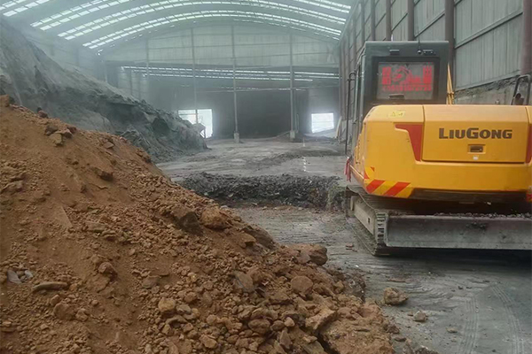 陜西大型煤泥烘干機項目基礎建設施工實拍現場